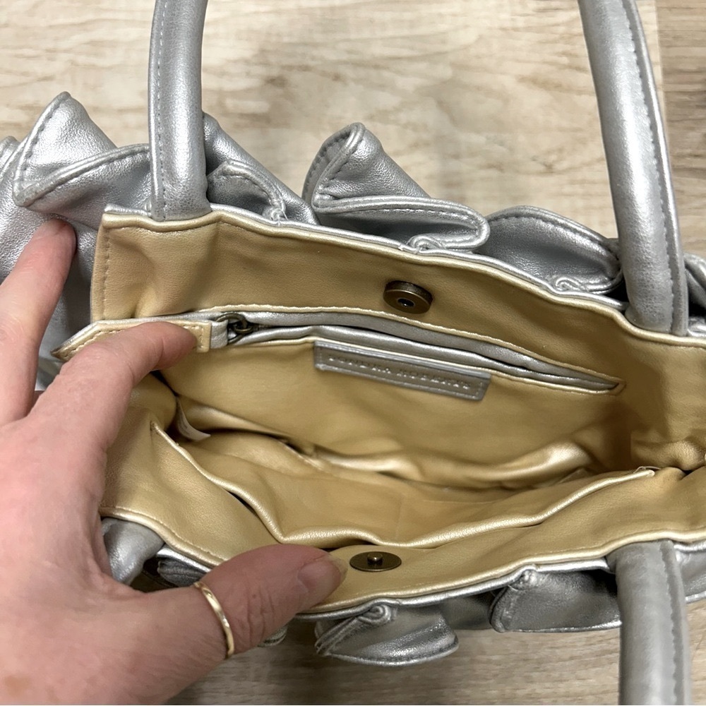 Sondra Roberts Metallic Silver Ruffle Bag - Picture 3 of 6